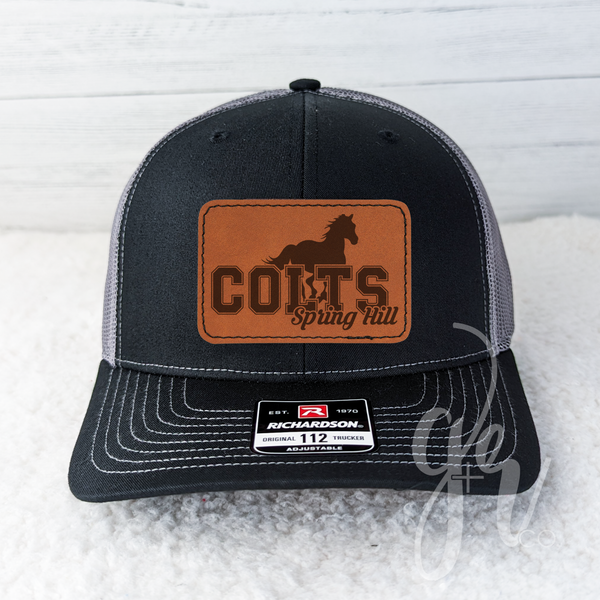 SH Colts Leather Patch Trucker Hat