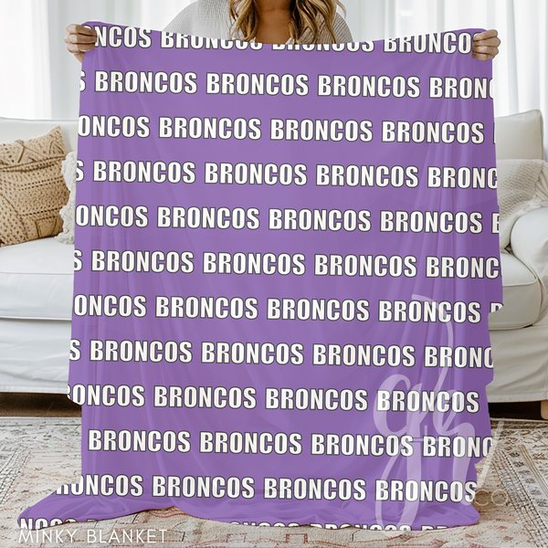 Purple Broncos Minky Blanket