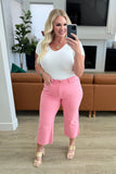 Lisa High Rise Control Top Wide Leg Crop Jeans in Pink