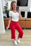 Lisa High Rise Control Top Wide Leg Crop Jeans in Red