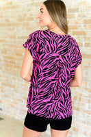 Lizzy Cap Sleeve Top in Pink and Black Zebra