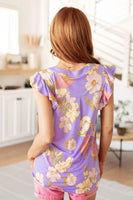 Lizzy Flutter Sleeve Top in Lavender French Floral