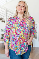 Lizzy Top in Magenta and Lime Painted Abstract